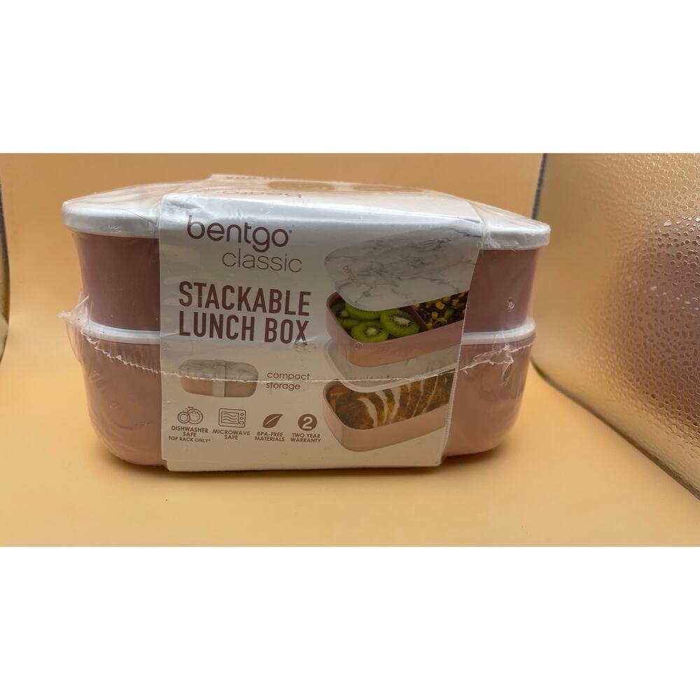 Bentgo Classic Adult Bento Box, Stackable 3 Compartment Lunch Box Utensils pink - Picture 5 of 5